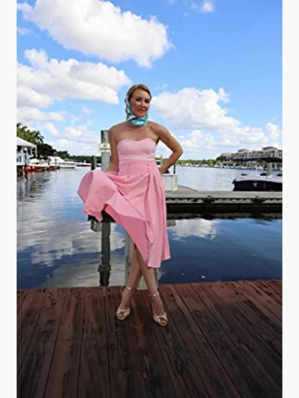 Vintage High Waist Pleated Midi A-Line Skirt with Pockets - Picture 5 of 7